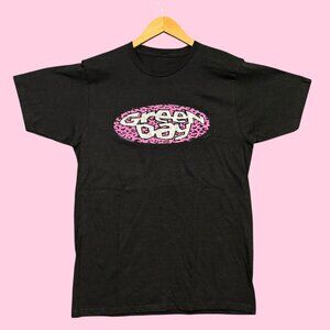 Green Day Pink Cheetah Print Logo Punk Rock Band Tee M